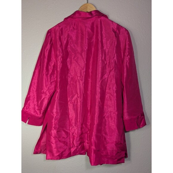 Chico’s Bracelet Sleeve Hot Pink Topper Jacket Tunic Smock Jacket sz 12 14 113 - Picture 5 of 13